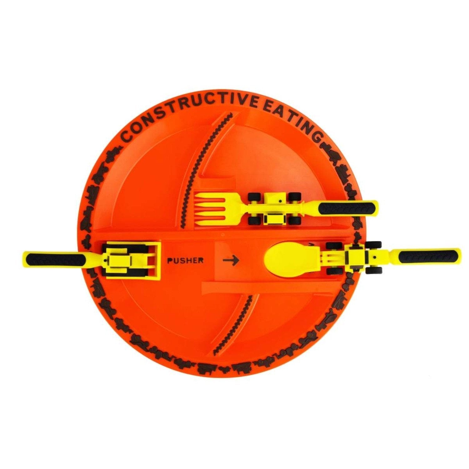 Constructive Eating Little Boys Construction Plate & Utensils Set | HONEYPIEKIDS 