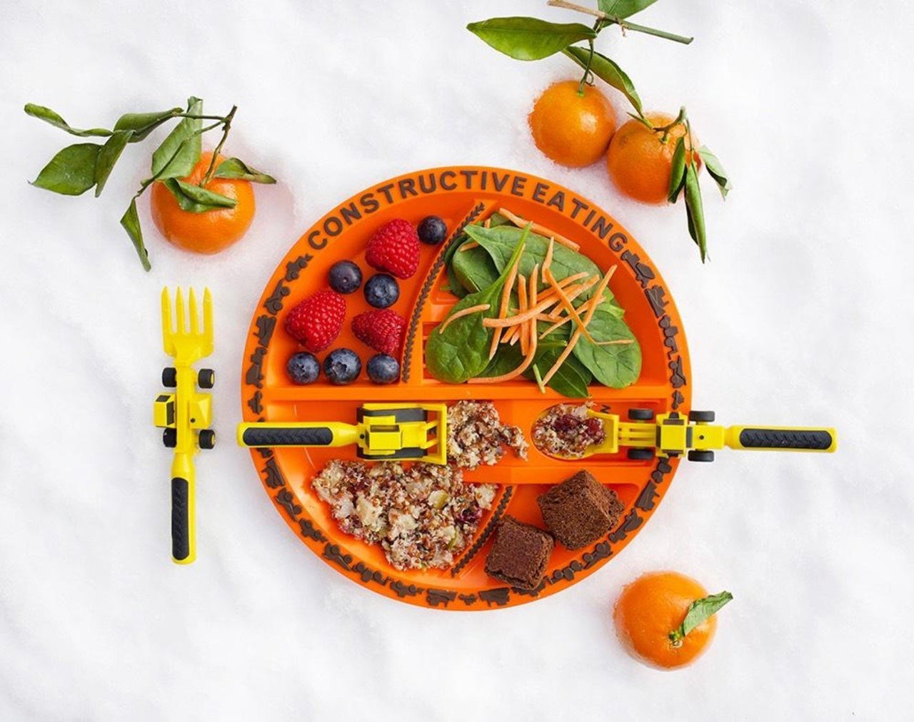 Constructive Eating Little Boys Construction Plate & Utensils Set | HONEYPIEKIDS 