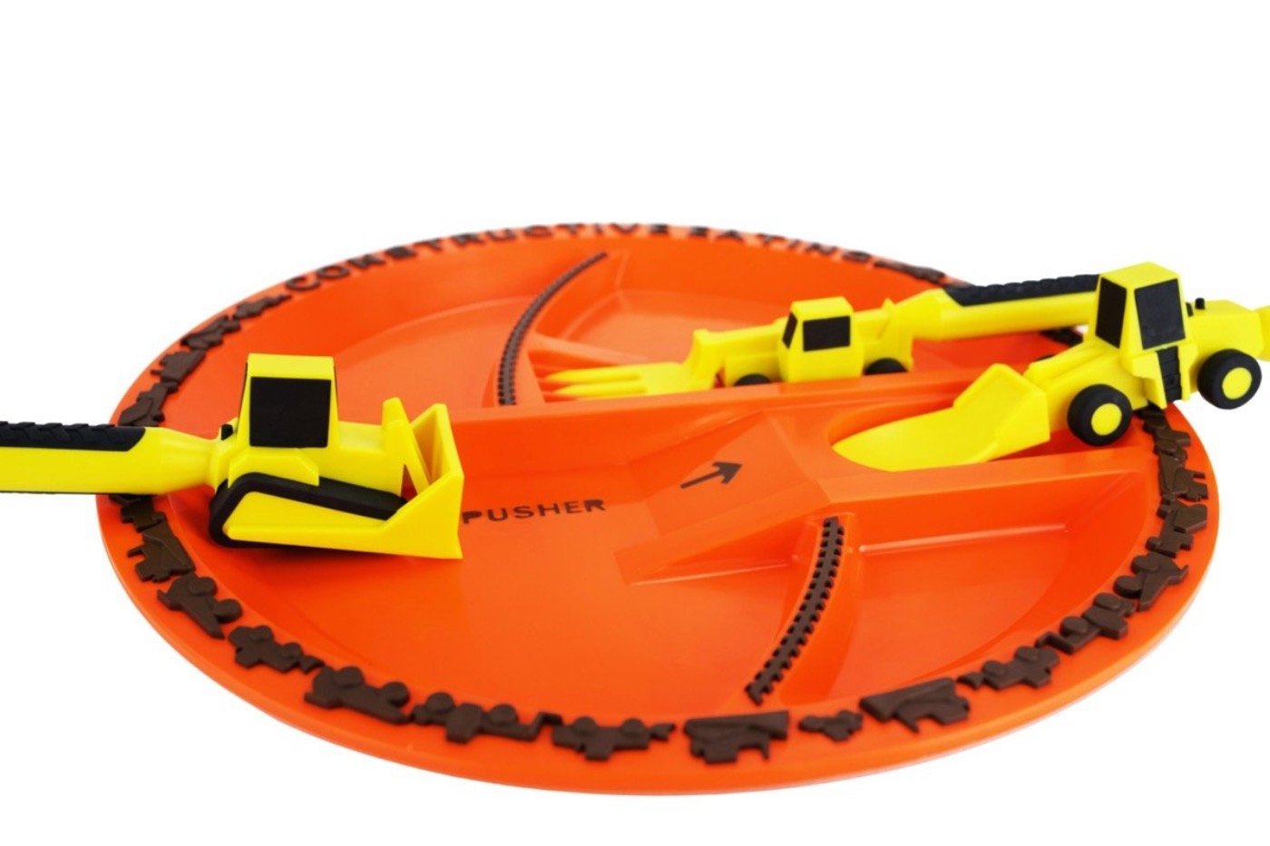 Constructive Eating Little Boys Construction Plate & Utensils Set | HONEYPIEKIDS 