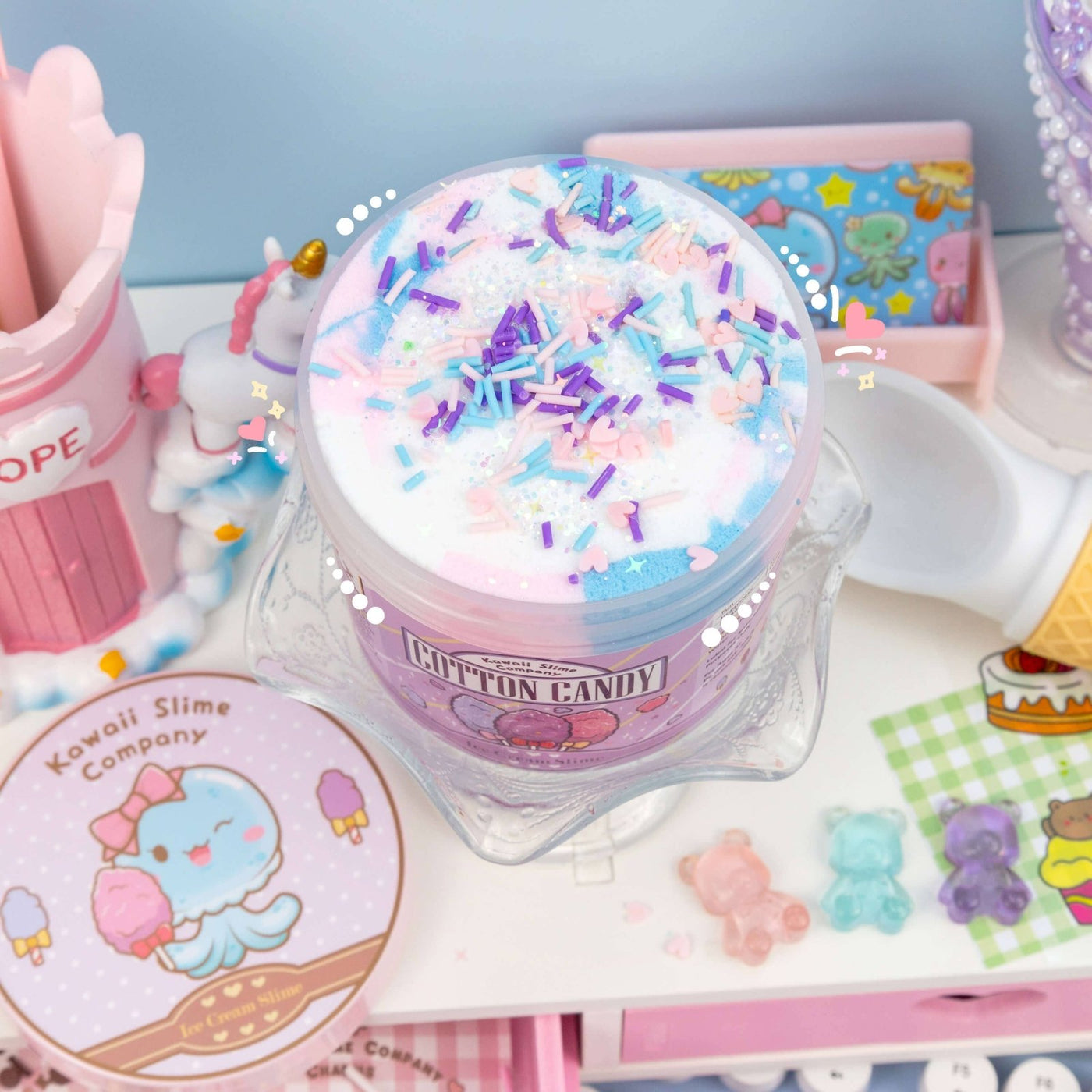 Kawaii Cotton Candy Scented Ice Cream Slime