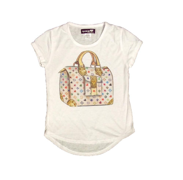 Girls Crystal Designer Purse Shirt | HONEYPIEKIDS | Kids Boutique Clothing