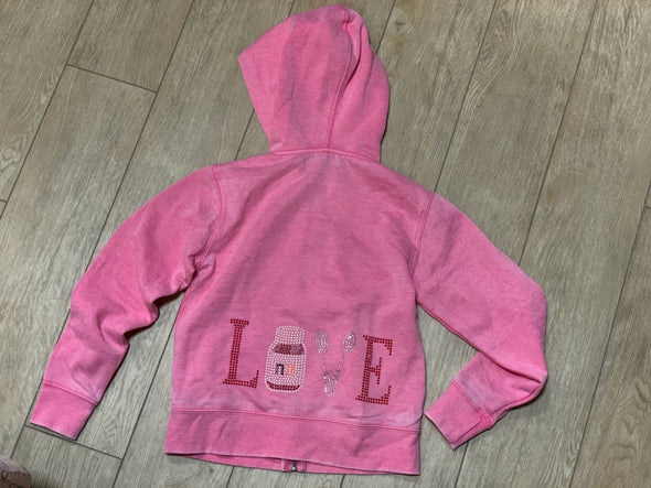 Girls Crystal Nutella Love Pink Zip Up Hoodie Jacket | HONEYPIEKIDS | Kids Boutique Clothing