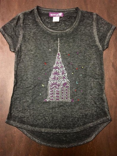 Girls Short Sleeve Crystal New York Skyscraper Shirt | HONEYPIEKIDS | Kids Boutique Clothing