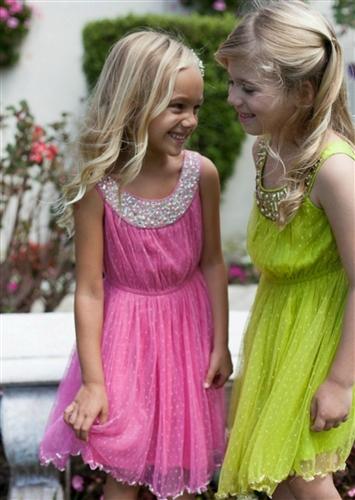 Cupcakes and Pastries Girls Pink Tulle Dress w/ Beaded Neckline | HONEYPIEKIDS 