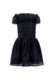 David Charles London Girls Navy Tone Striped Dress | HONEYPIEKIDS 