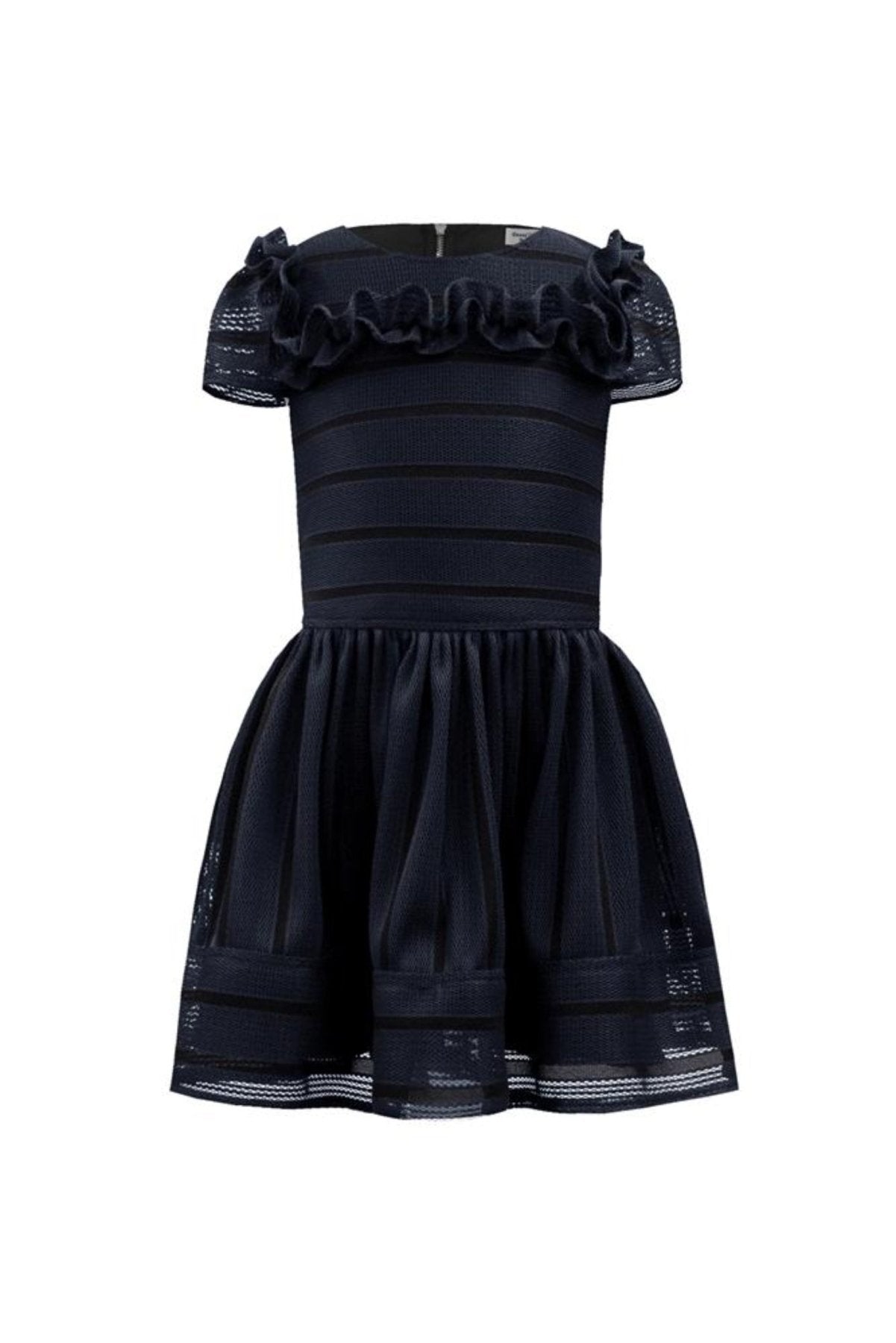 David Charles London Girls Navy Tone Striped Dress | HONEYPIEKIDS 