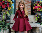 David Charles London Girls Wine Jeweled Button Dress | HONEYPIEKIDS 