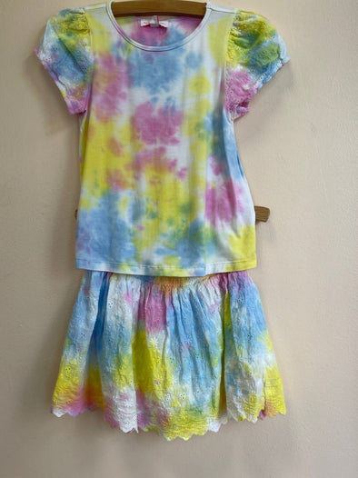 Design History Girls Two Piece Tie Dye Top & Skort Set | HONEYPIEKIDS | Kids Boutique Clothing
