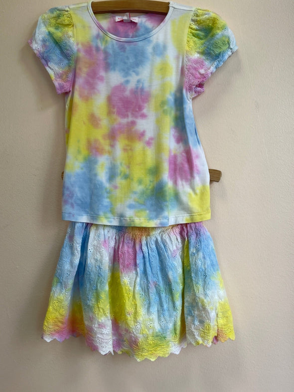 Design History Girls Two Piece Tie Dye Top & Skort Set | HONEYPIEKIDS | Kids Boutique Clothing