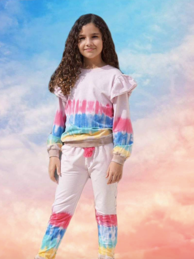 Lola and The Boys Girls Dip Dye Ruffle Jogger Set | HONEYPIEKIDS | Kids Boutique Clothing