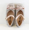 Girls Pearl & Rhinestone Bow PINK & SILVER Flat Shoes | HONEYPIEKIDS | Kids Boutique Clothing