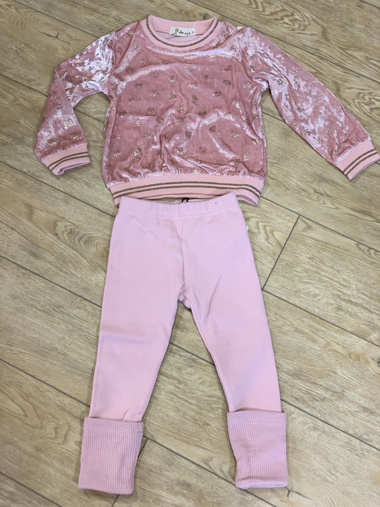 Doe a Dear Girls Pink Leggings With Knit Cuffs | HONEYPIEKIDS 