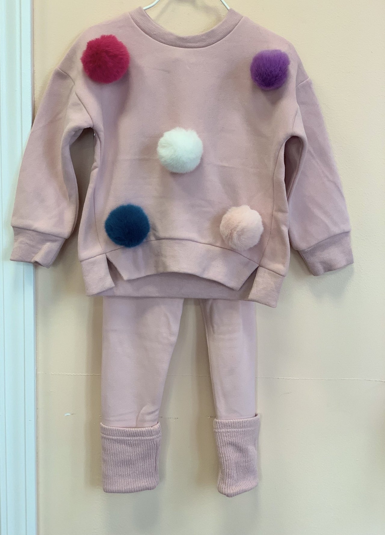 Doe a Dear Girls Pink Pom Pom Sweatshirt | HONEYPIEKIDS 