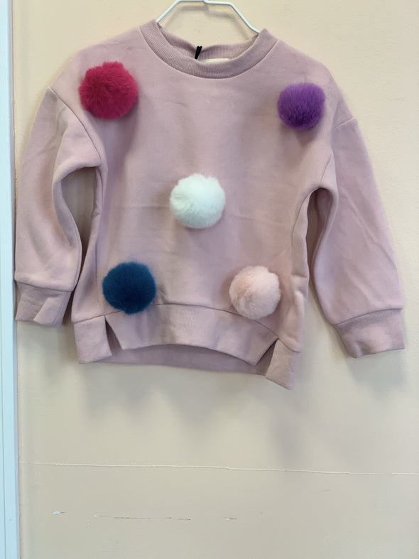 Doe a Dear Girls Pink Pom Pom Sweatshirt | HONEYPIEKIDS | Kids Boutique Clothing