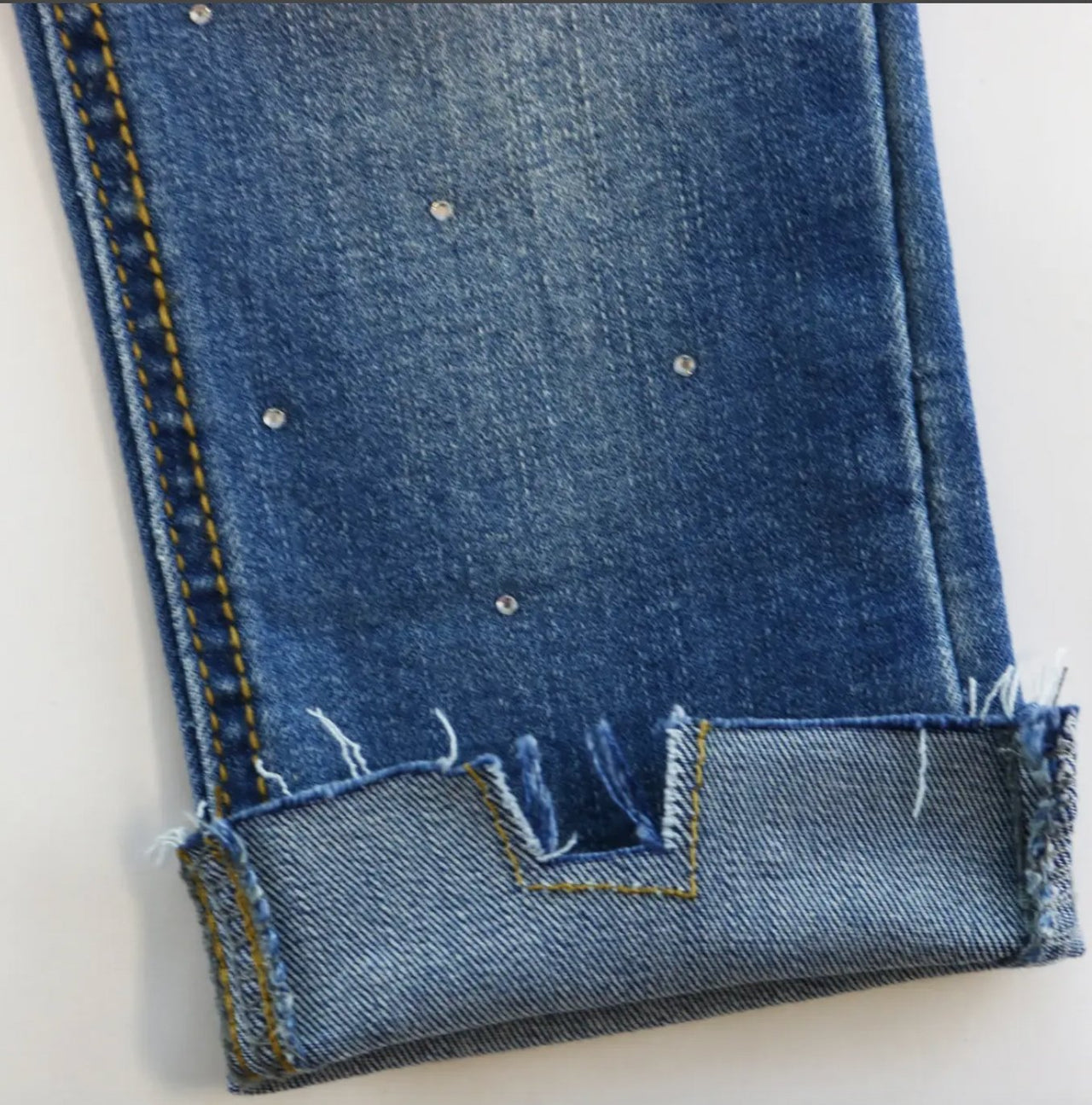 Doe a Dear Girls Rhinestone & Distressed Hem Denim Jeans | HONEYPIEKIDS 