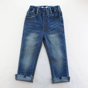 Doe a Dear Girls Rhinestone & Distressed Hem Denim Jeans | HONEYPIEKIDS 