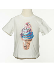 Doe a Dear Girls White Ice Cream Sequin Patch Shirt | HONEYPIEKIDS 