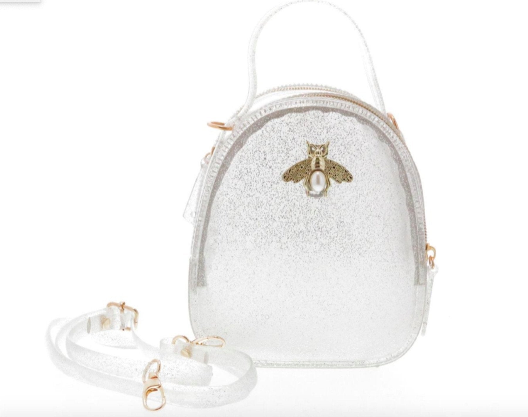 Doe a Dear Silver Glitter Jelly purse with Bee Pin | HONEYPIEKIDS 