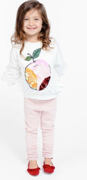 Doe a Dear White Magic Sequin Apple Sweatshirt | HONEYPIEKIDS 