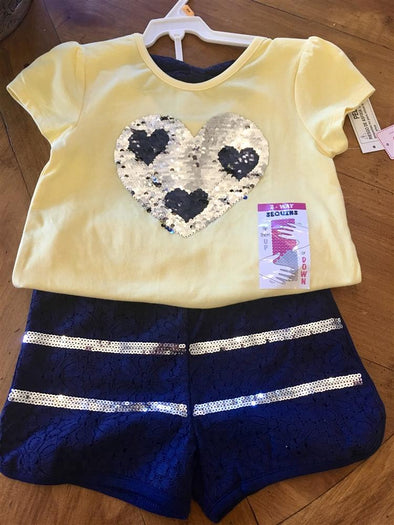 Flapdoodles 2 Way Sequin Heart Shirt and shorts set | HONEYPIEKIDS | Kids Boutique Clothing