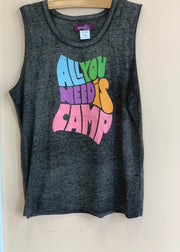 Sparkle By Stoopher Girls ALL YOU NEED IS CAMP Sleeveless T-shirt | HONEYPIEKIDS 