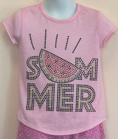 Sparkle By Stoopher Girls Crystal Pink Summer Watermelon Shirt | HONEYPIEKIDS | Kids Boutique 