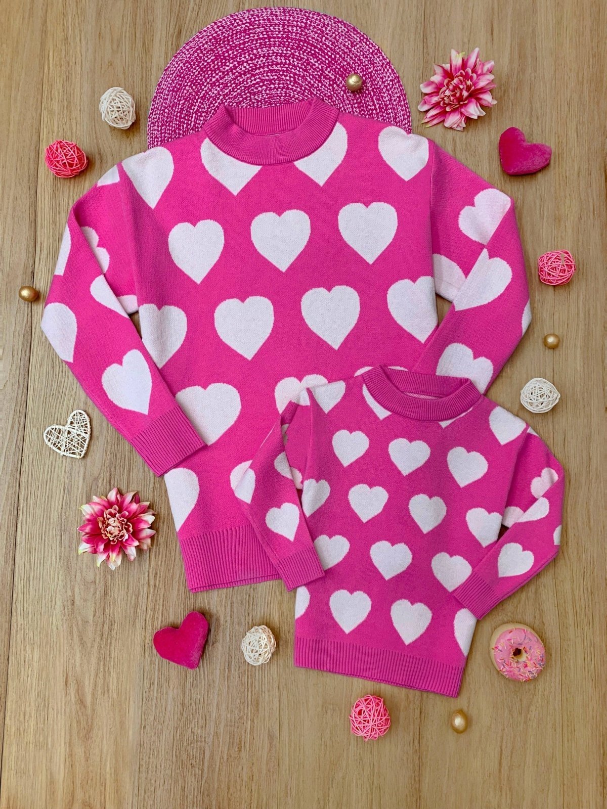 Girls Hot Pink Warms My Heart Sweater | HONEYPIEKIDS 