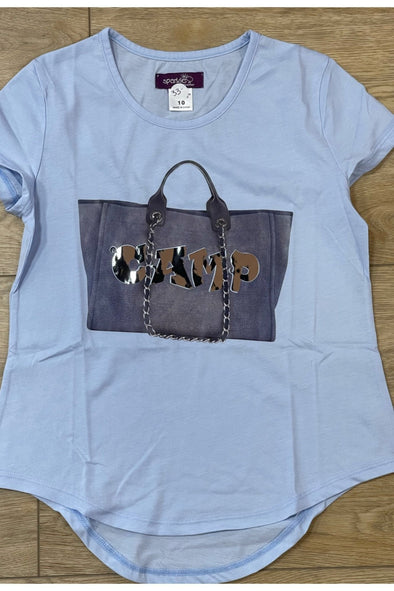 Sparkle By Stoopher Girls Summer CAMP BAG S/S Shirt | HONEYPIEKIDS | Kids Boutique Clothing