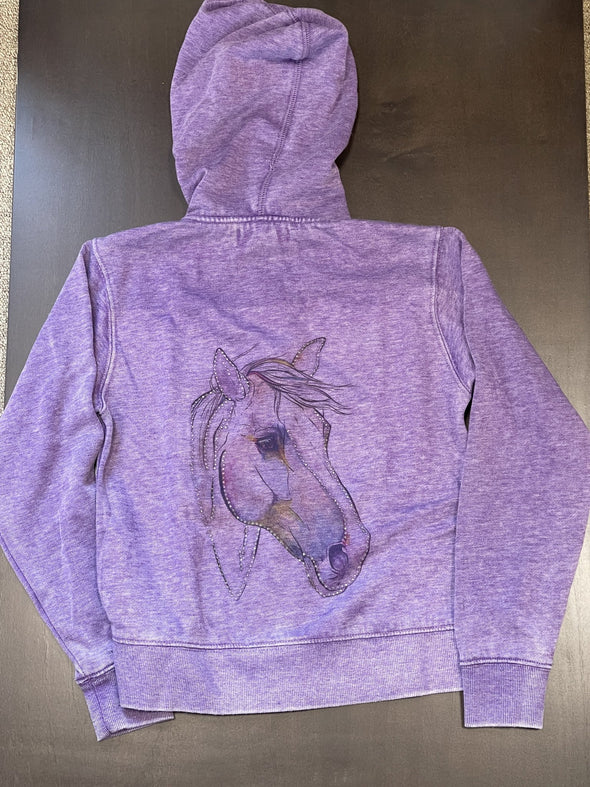 Girls Purple Horse Crystalized Hoodie Jacket | HONEYPIEKIDS | Kids Boutique Clothing
