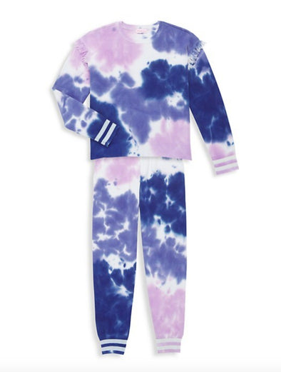 Design History Girls Ruffled Tie-Dye Knit Sweatshirt & Pants Set | HONEYPIEKIDS | Kids Boutique Clothing