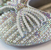 Girls Silver and Pearl Bowtie Flat Dress Shoes | HONEYPIEKIDS | Kids Boutique 