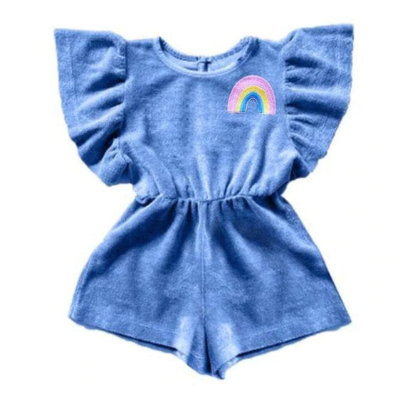 Lola and The Boys Girls Terry Rainbow Romper | HONEYPIEKIDS | Kids Boutique Clothing