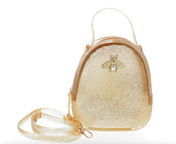 Doe a Dear Gold Glitter Jelly Bee Mini Backpack Purse HONEYPIEKIDS | Kids Boutique Clothing
