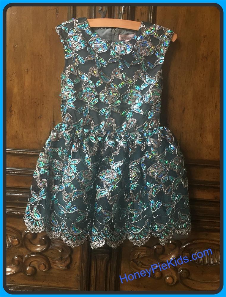 Halabaloo Platinum Sequin Dress | HONEYPIEKIDS 
