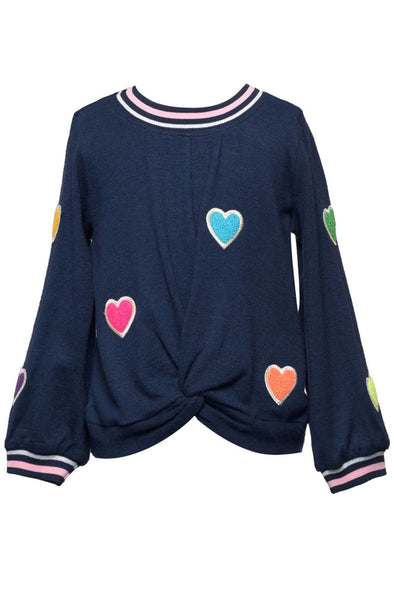 Hannah Banana Girls Long Sleeve Twist Top With Heart Patch Detail | HONEYPIEKIDS | Kids Boutique Clothing