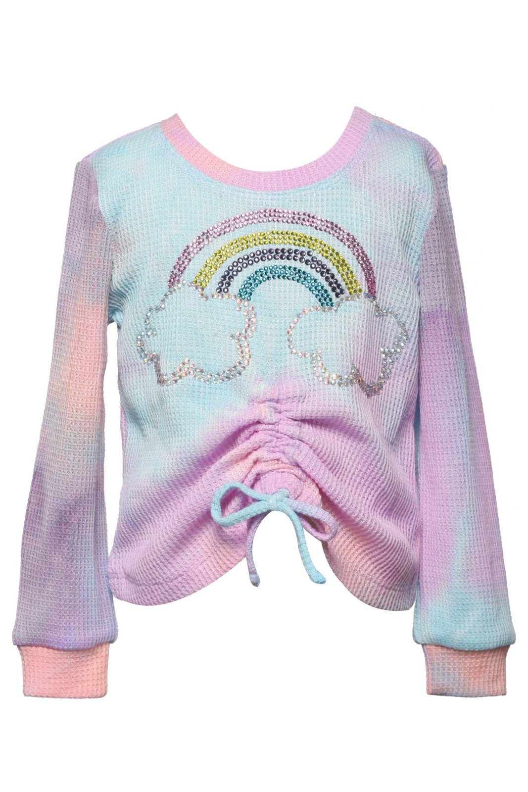 Hannah Banana Tie Dye Rainbow Gathered Tie L/S Top and Jogger Lounge Set | HONEYPIEKIDS 