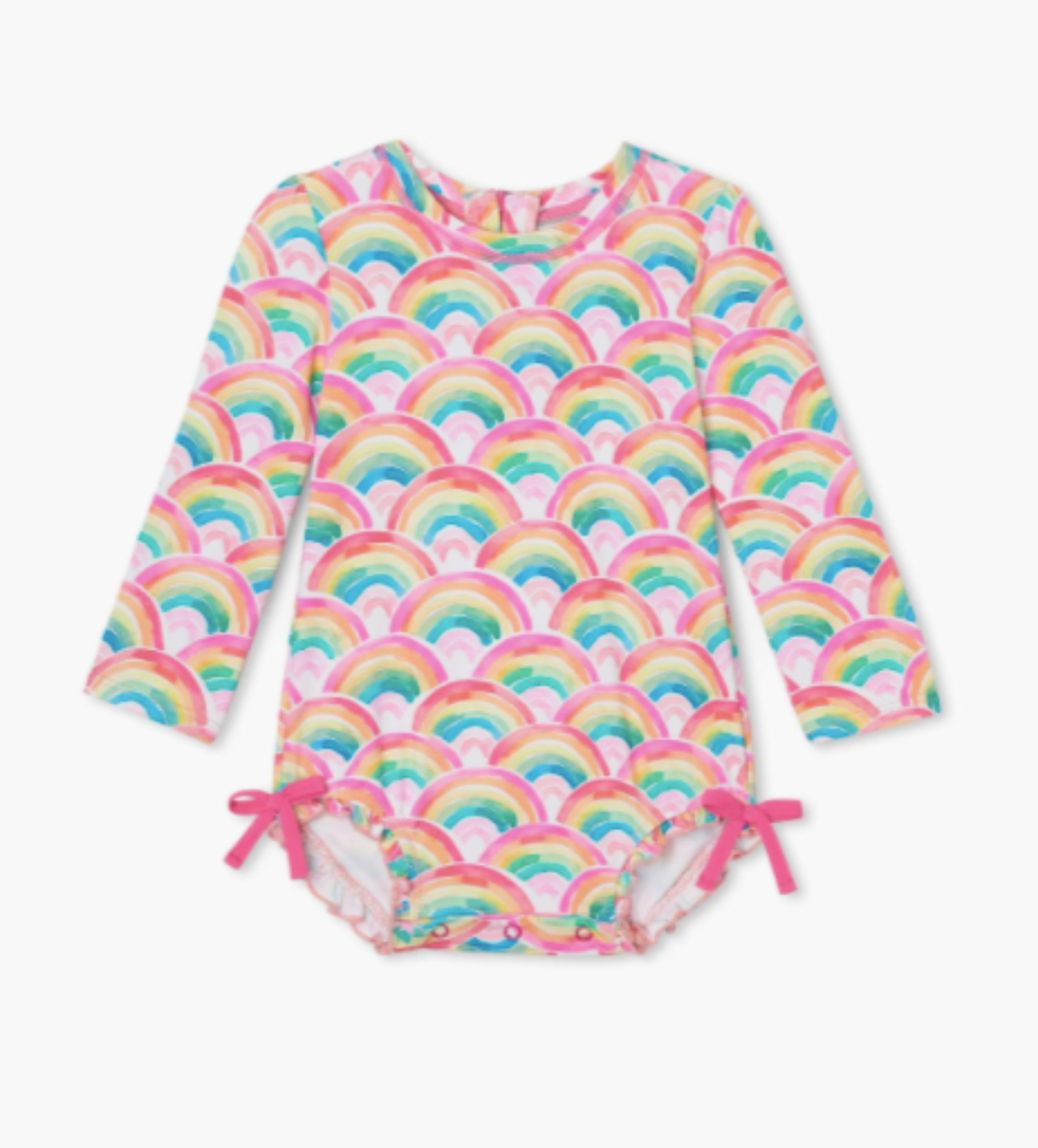Hatley Baby Girls Watercolor Rainbows Rashguard Swimsuit | HONEYPIEKIDS 