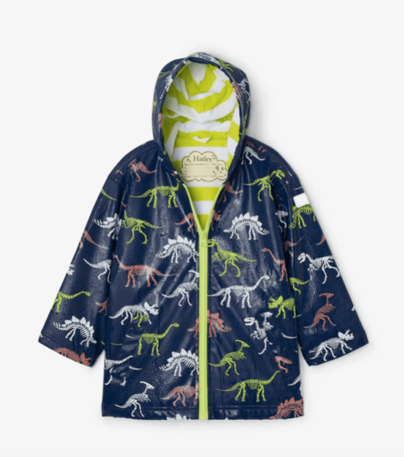 Hatley Boys Dino Fossils Color Changing Rain Jacket | HONEYPIEKIDS | Kids Boutique Clothing
