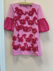 HavenGirl Pink Flower Soutache Sleeve Dress | HONEYPIEKIDS 