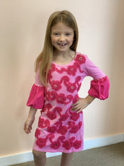 HavenGirl Pink Flower Soutache Sleeve Dress | HONEYPIEKIDS 