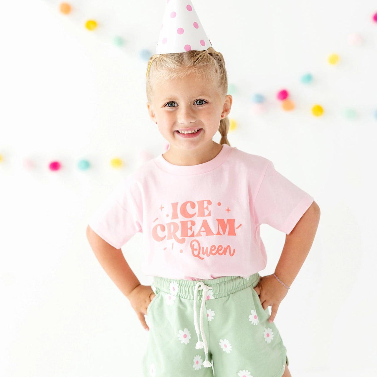 Ice Cream Queen Girls Shirt  -  Pink | HONEYPIEKIDS 