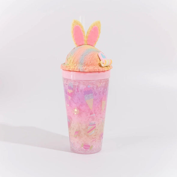 Ice Cream Rainbow BUNNY Ears Tumbler and Straw - in 3 color choices | HONEYPIEKIDS | Kids Gifts