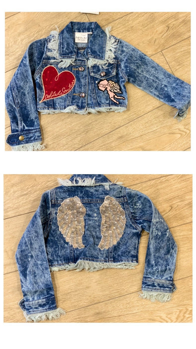 Ooh La La Couture Cupid & Hearts Wings Denim Jacket | HONEYPIEKIDS | Kids Boutique Clothing