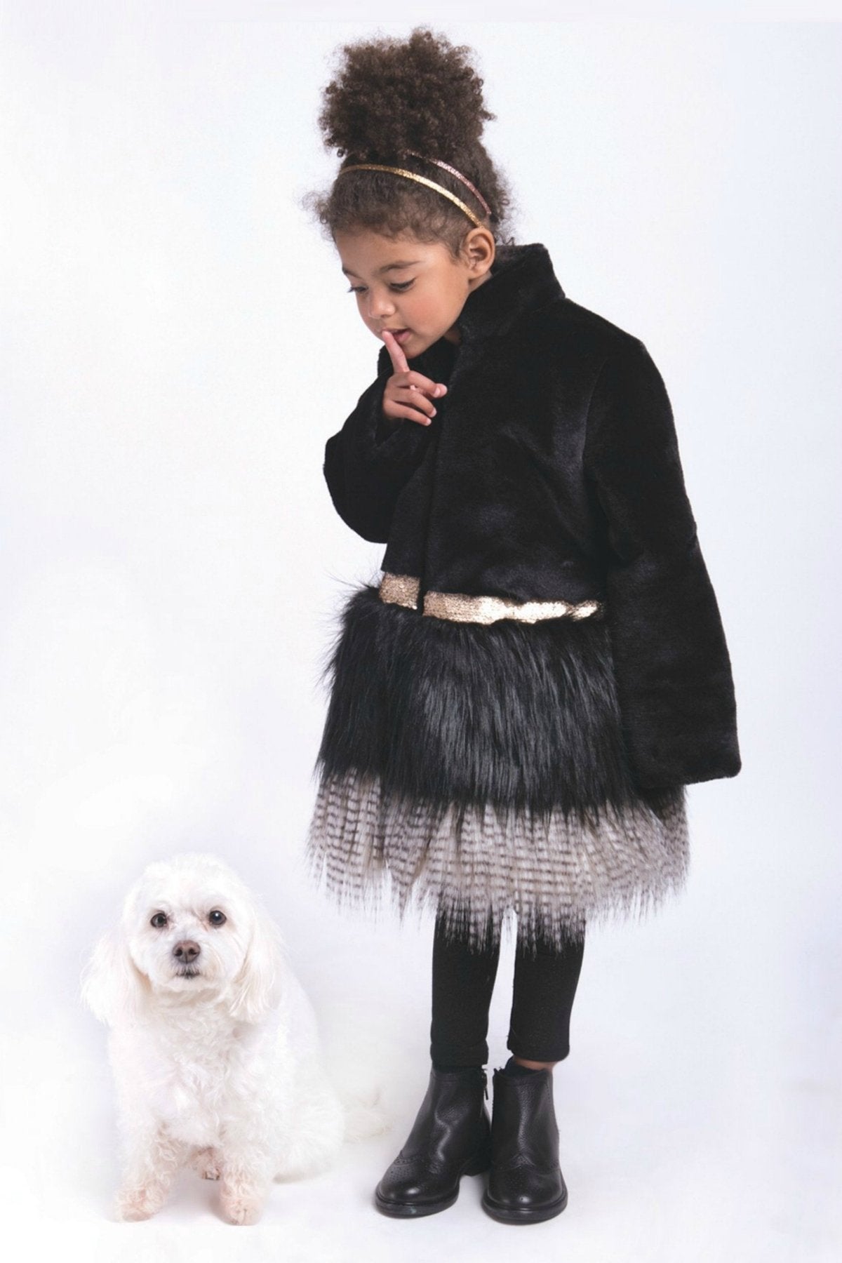 Imoga Collection Freya Long Faux Fur Coat in Black | HONEYPIEKIDS 