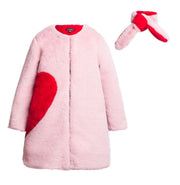 Imoga Collection Frida Red Heart Faux Fur Coat in Powder Pink | HONEYPIEKIDS 
