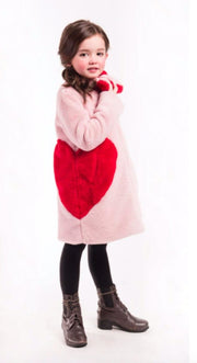 Imoga Collection Frida Red Heart Faux Fur Coat in Powder Pink | HONEYPIEKIDS 