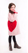 Imoga Collection Frida Red Heart Long Faux Fur Coat in Powder Pink | HONEYPIEKIDS | Kids Boutique Clothing