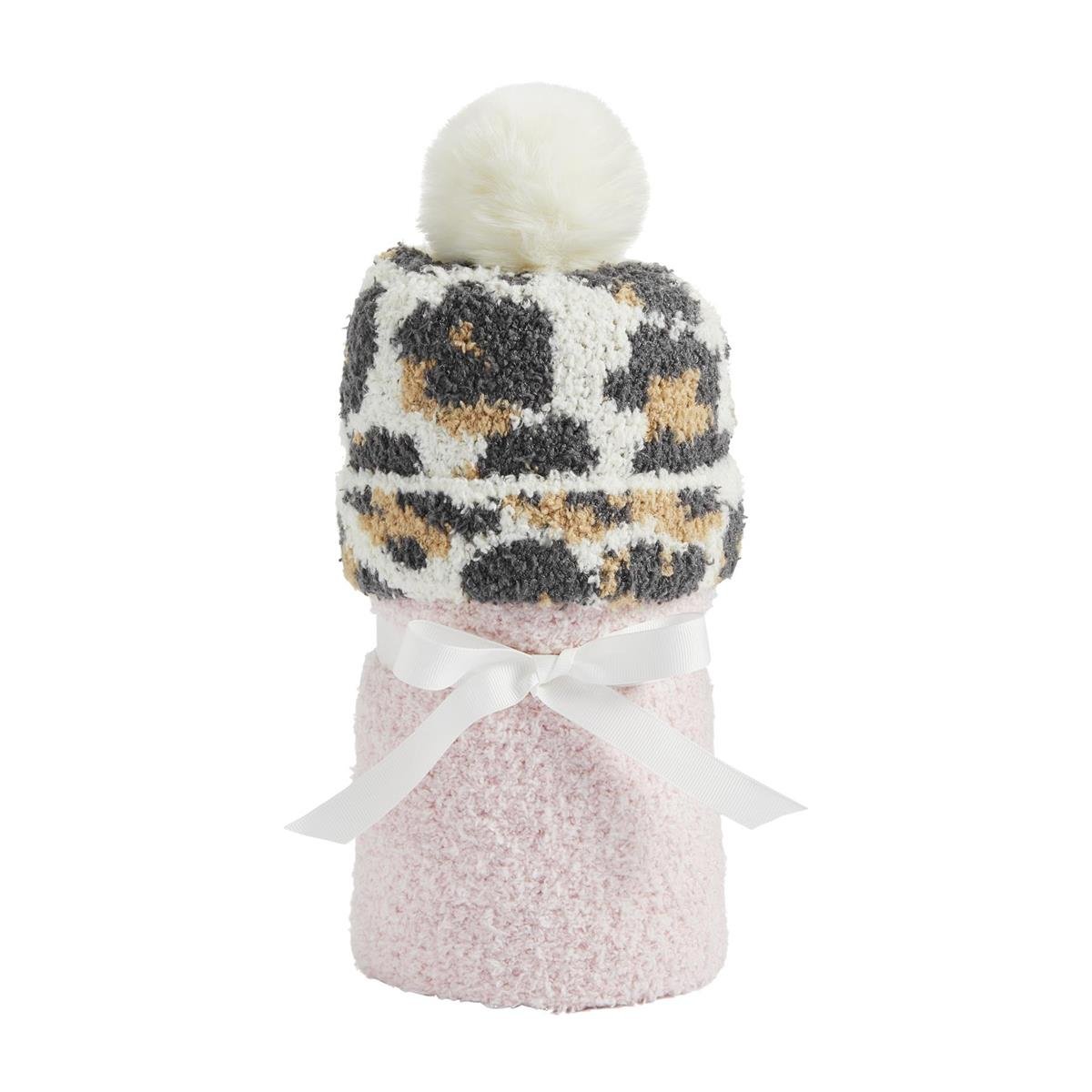 Infant Girls Chenille Blanket and Leopard Hat Set - 2 color choices | HONEYPIEKIDS 