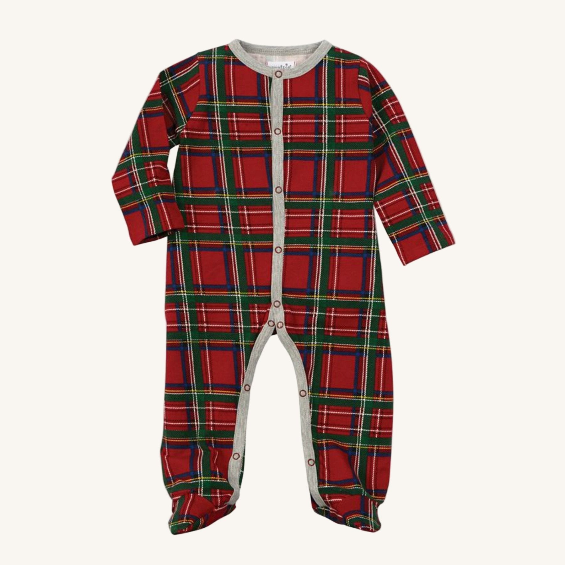 Infant Red Tartan Plaid Footed Sleeper Pajamas | HONEYPIEKIDS 