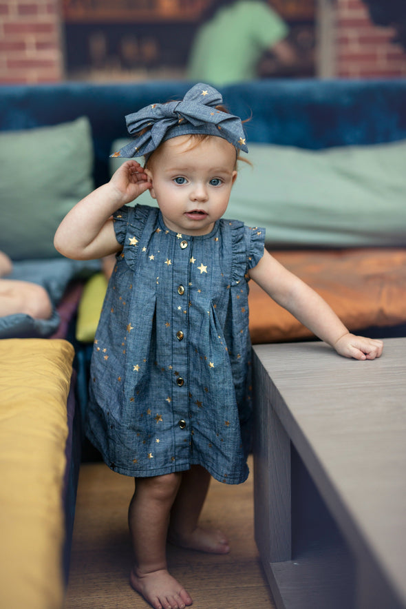Blu & Blue Infant Denim Starstruck Dress | HONEYPIEKIDS | Kids Boutique Clothing